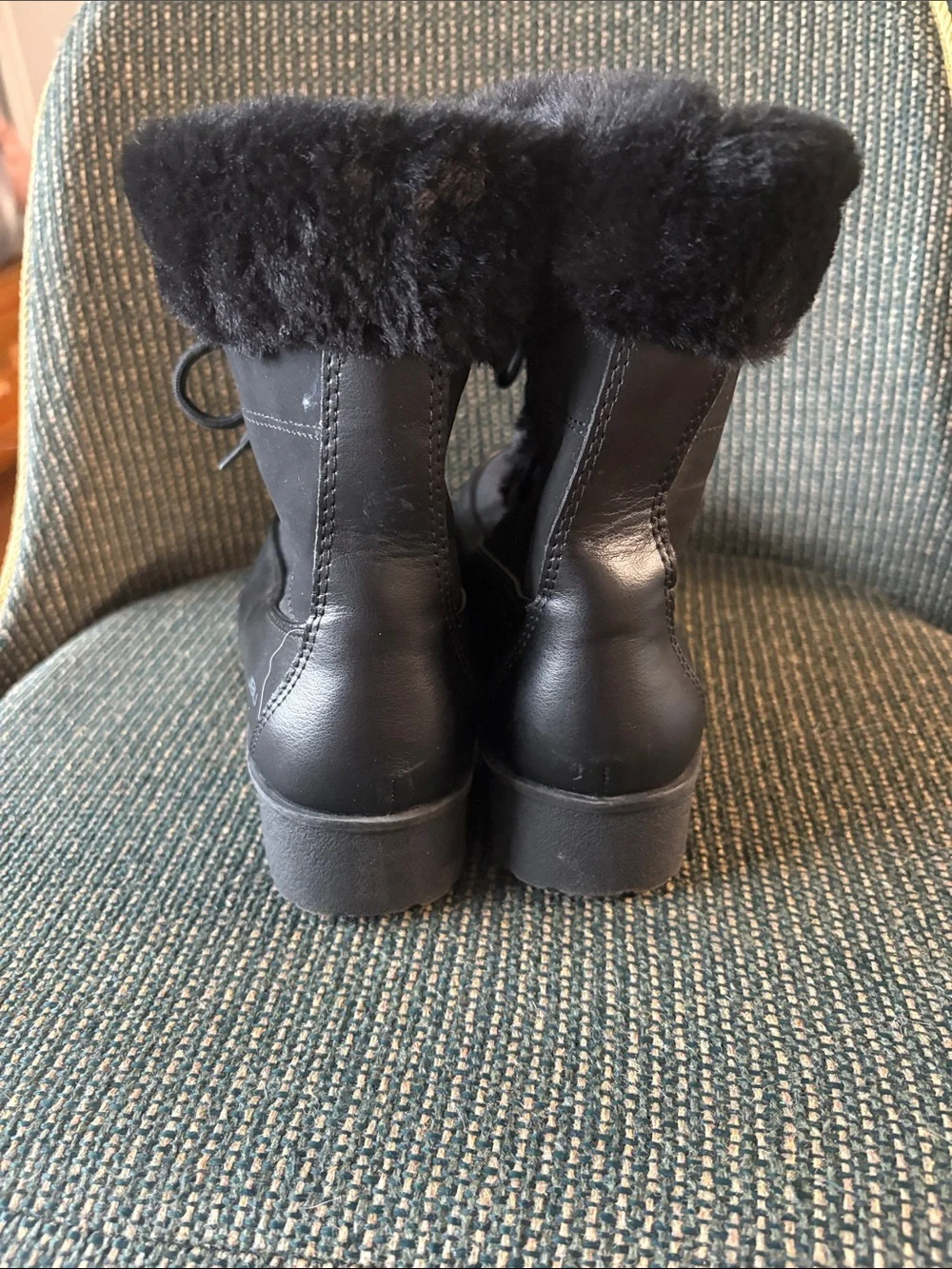 Women's JBU  Black Faux Fur Winter Ankle Boots